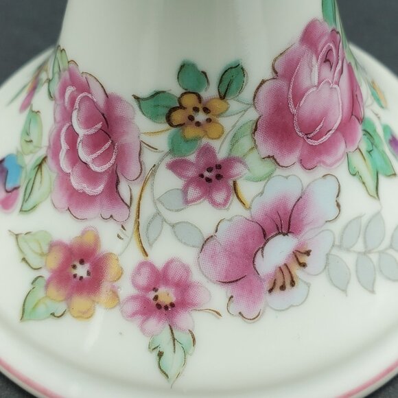 Elizabeth Arden Pink Floral Candlesticks Pink Flowers Taper Candle Holders - Picture 6 of 10